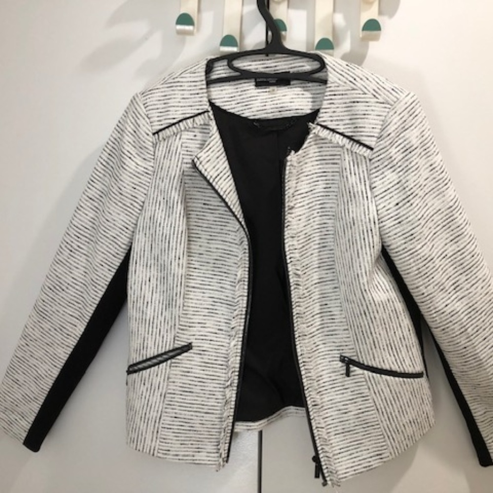 Karl Lagerfeld B&W Moto-Like Jacket Size 12